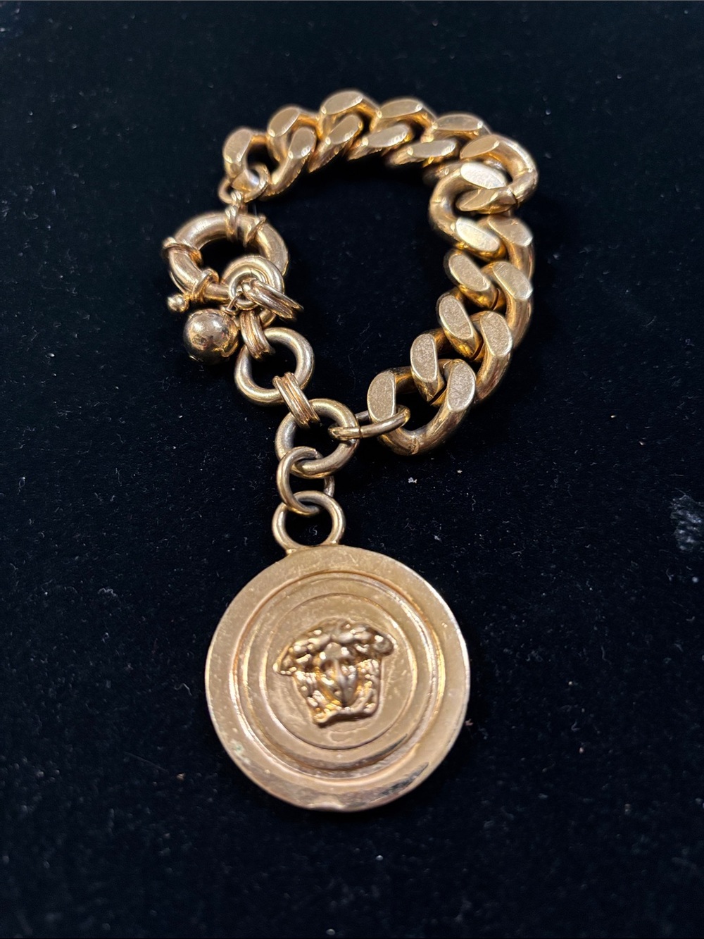 Versace Gold Medallion Chain Bracelet with Medusa Charm